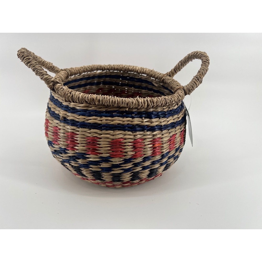 Ashland Spring Boho Coast Woven Seagrass Basket Red Blue Natural